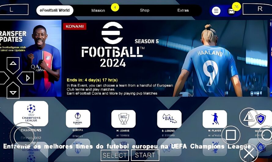 EFOOTBALL PES 2024 PPSSPP C/ EUROPEUS e BRASILEIRÃO CAMERA PS5 NOVAS TRANSFERÊNCIAS FACES ATUALIZADO