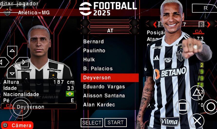 EFOOTBALL PES 2025 PPSSPP BRASILEIRÃO e EUROPEUS NOVAS FACES 2K ELENCOS 100% ATUALIZADOS + KITS 24/25